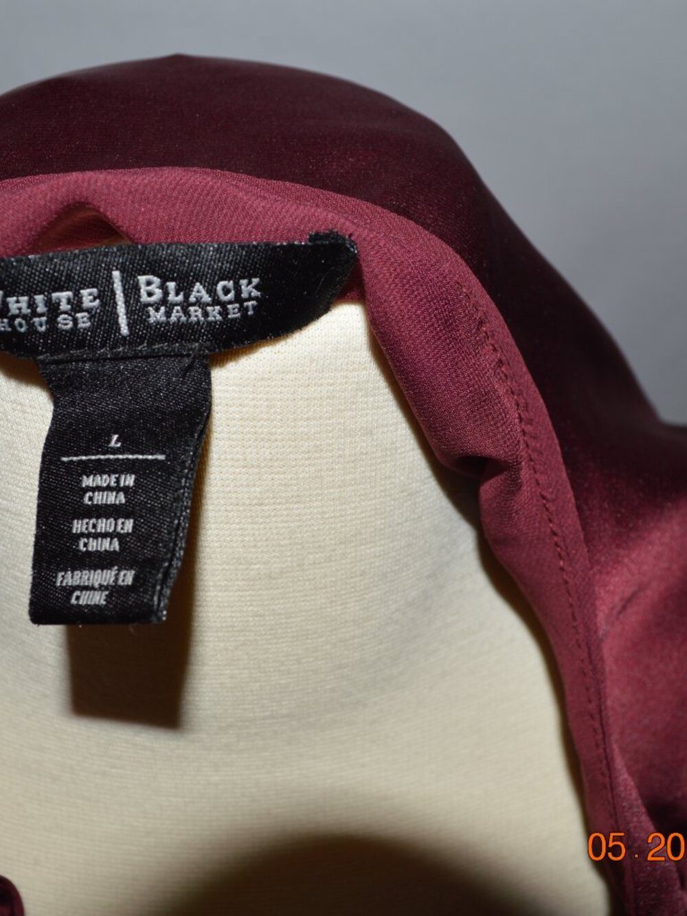 White House Black Market Large Burgundy Layered V-Neck Sleeveless Blouse - Picture 5 of 6